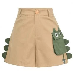 Juwas Kawaii Green Dinosaur Shirt And Khaki Shorts Set NEW ARRIVAL