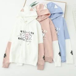 Juwas CLOTHING Lovely Pig And Friends Embroidery Hoodie