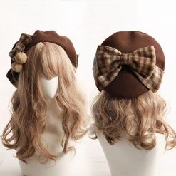 Juwas Plaid Big Bow Beret Hat NEW ARRIVAL