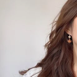 Juwas Cat Maple Leaf 925 Sterling Silver Earrings Ear Clip Fashion & Beauty