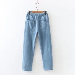 Juwas Tired Kitty Lace Pocket Ruffles Denim Pants CLOTHING