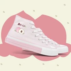Juwas Japanese Harajuku Pink Peach High-Cut Sneakers