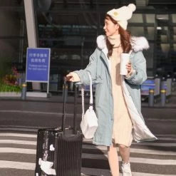 -Juwas NEW ARRIVAL Simple Fluffy Hood Winter Cotton Parka Coat 9 -Juwas NEW ARRIVAL Simple Fluffy Hood Winter Cotton Parka Coat