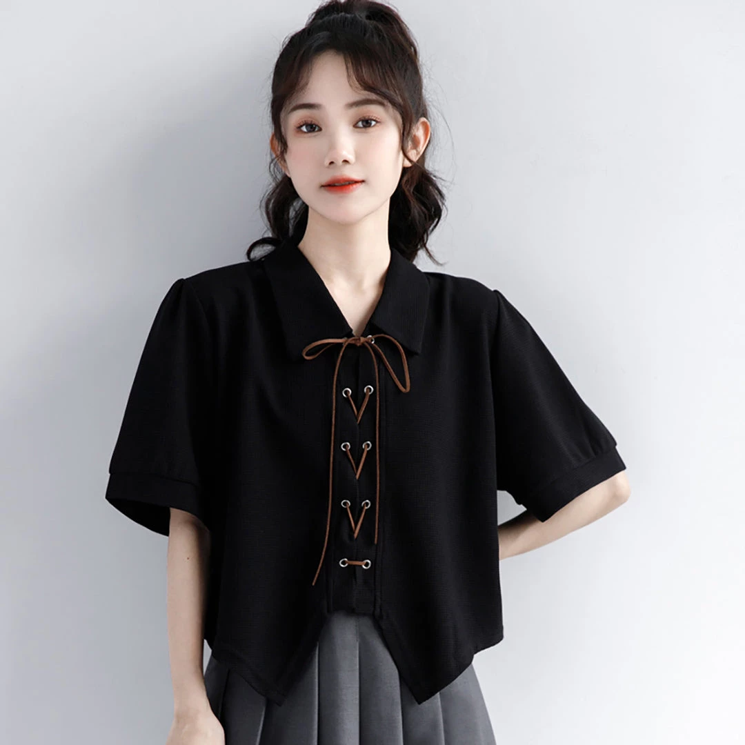 Juwas Fashion Lace Up Short Sleeve Shirt NEW ARRIVAL 4 Juwas Fashion Lace Up Short Sleeve Shirt NEW ARRIVAL