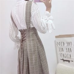 Juwas CLOTHING Kawaii High-Waisted Bandage Suspender Shirt Skirt Set