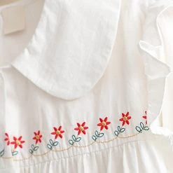 Juwas Autumn Flower White Lantern Sleeve Top CLOTHING