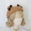 Juwas Cute Bear Ear Bowknot Beret Hat