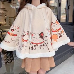 -Juwas NEW ARRIVAL Lucky Cat Hooded Cape Cloak