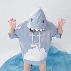 Juwas NEW ARRIVAL Shark Attack Pastel Blue Hoodie T-Shirt