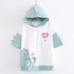 Juwas CLOTHING Heart Dinosaur 3-D Sleeve Fins T-Shirt