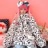 Juwas Cute Puppy Print Loose Fuzzy Warm Coat Jacket CLOTHING