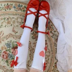 Juwas NEW ARRIVAL Lolita Hearts Ribbon Knee High Socks