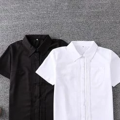 Juwas Kawaii White Pleated High School Polo Shirt CLOTHING