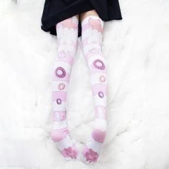 Juwas CLOTHING Kawaii Fox Lady Sweet Donut Knee Socks