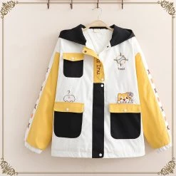 Juwas CLOTHING Cheeky Shiba Inu Two-Tone Thick Jacket