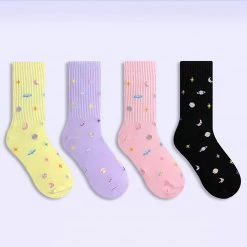 Juwas NEW ARRIVAL Cool Galactic Embroider High Ankle Socks