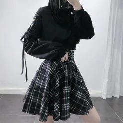 Juwas Punk Grunge Plaid High-Waisted Mini Skirt NEW ARRIVAL