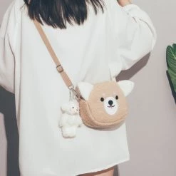 Juwas NEW ARRIVAL Cute Plush Lamb And Dog Mini Crossbody Bag