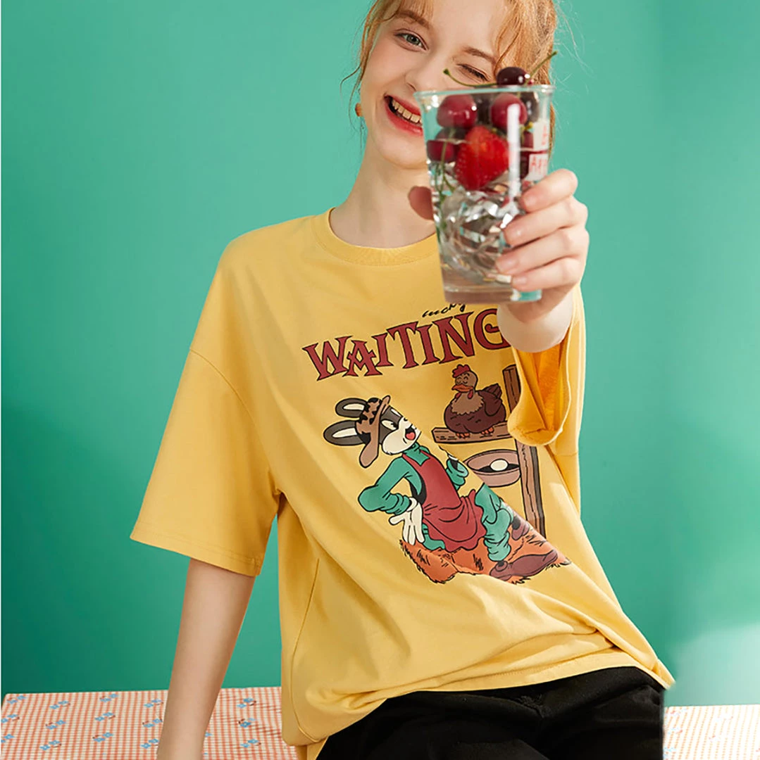 Juwas Funny Cartoon Printed Yellow T-shirt 5 Juwas Funny Cartoon Printed Yellow T-shirt