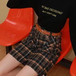 Juwas College Style Vintage Plaid High Waist Shorts NEW ARRIVAL 18 Juwas College Style Vintage Plaid High Waist Shorts NEW ARRIVAL