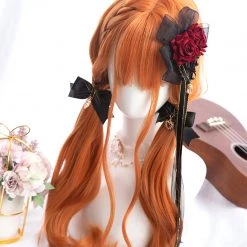Juwas Lolita Orange Curly Long Wig