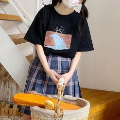 Juwas Japanese Rabbit Print Summer T-shirt NEW ARRIVAL