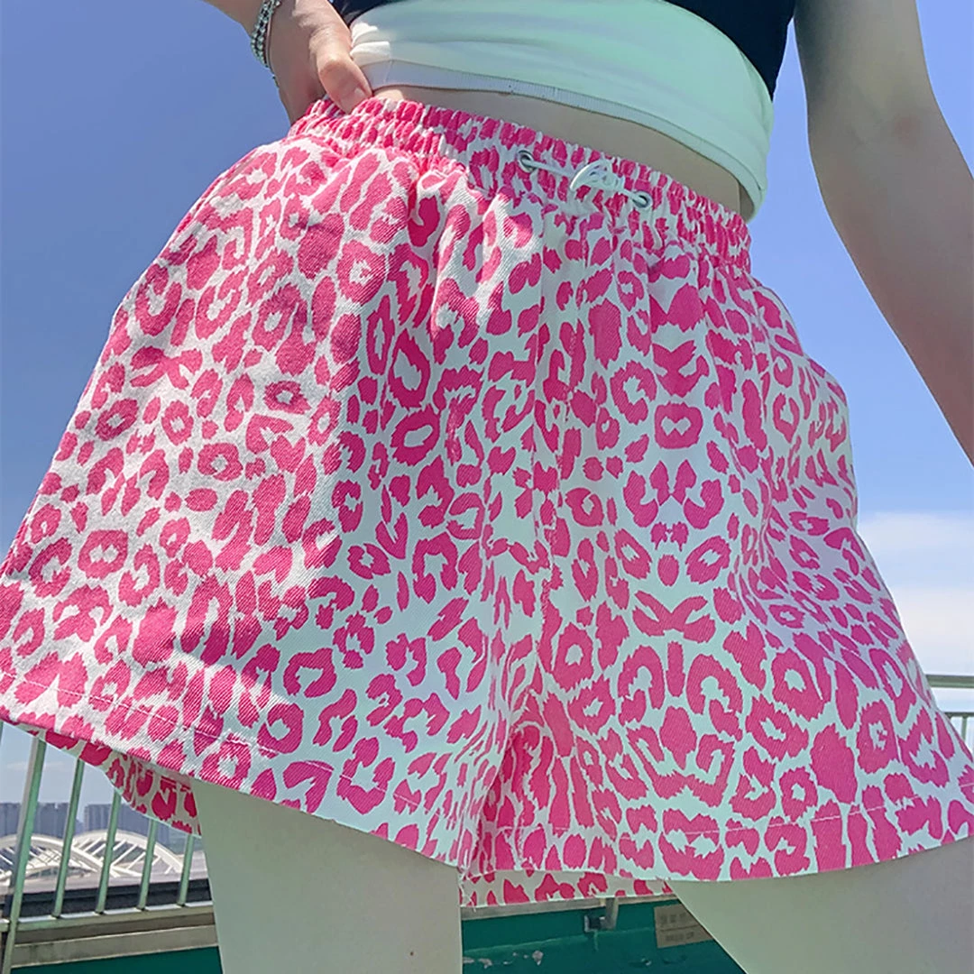 Juwas Leopard Print Loose Denim Shorts 3 Juwas Leopard Print Loose Denim Shorts