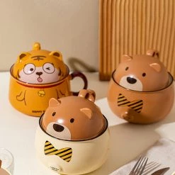Juwas Cartoon Tiger Bear Ceramics Bowl NEW ARRIVAL