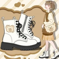 Juwas Cartoon Bear Martin Boots