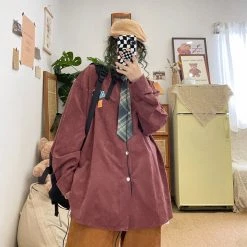 Juwas Cool Letter Patch Button Up Long Sleeve Shirt NEW ARRIVAL