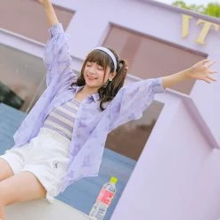 Juwas Kawaii Bear Overshirt Polo Jacket