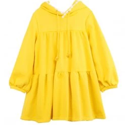 Juwas Bear Ears Yellow Short Dress Sweater Hoodie CLOTHING