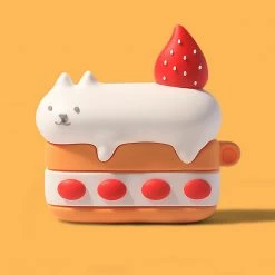 Juwas Kitten On Strawberry Cake Airpods Case NEW ARRIVAL