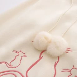 Juwas Kitty Embroidery Warm Hoodie NEW ARRIVAL