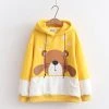 Juwas Cute Bear Snowflake Print Pocket Hoodie CLOTHING