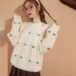 Juwas CLOTHING Flowers Ornament Loose Sweater