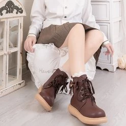 Juwas Cute Side Ribbon Bow Chunky Martin Boots NEW ARRIVAL
