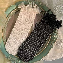 Juwas Romantic Satin Ruffles Lace Lolita Stockings CLOTHING