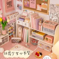 Juwas NEW ARRIVAL Kawaii Cream White Mini Desk Shelf Organizer