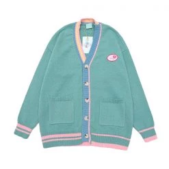 Juwas Chic Pastel Harajuku Stripes Cardigan Sweater NEW ARRIVAL