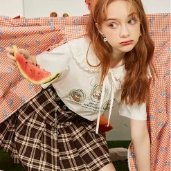 Juwas NEW ARRIVAL Animal Prints Doll Collar T-shirt