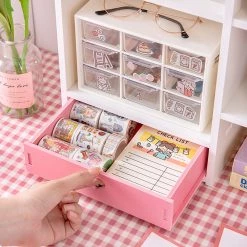 Juwas NEW ARRIVAL Kawaii Cream White Mini Desk Shelf Organizer