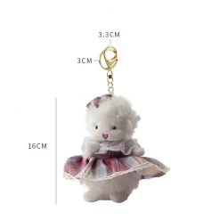 Juwas Cute Llama In Dress Plush Keychain