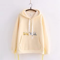 Juwas CLOTHING Cartoon Corgi Print Pocket Hoodie