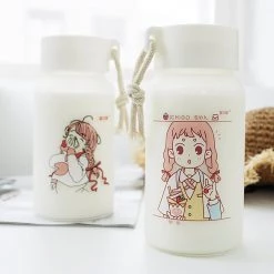 Juwas NEW ARRIVAL Cartoon Girl Glass Water Bottle