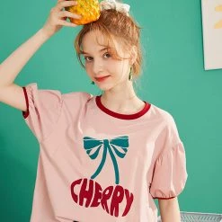 Juwas Cherry Theme Loose T-shirt NEW ARRIVAL