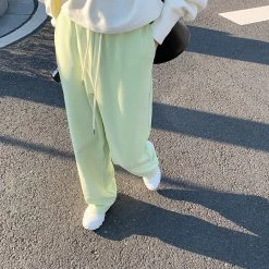 Juwas Lime Green Cotton Loose Jogging Pants