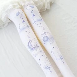 Juwas Kawaii Galaxy Ink Print Knee Socks CLOTHING