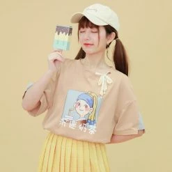 Juwas Milk Tea Print T-shirt 12 Juwas Milk Tea Print T-shirt