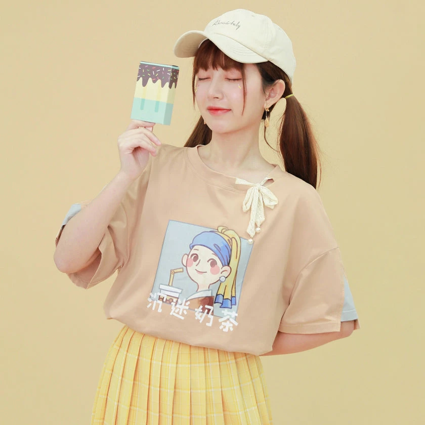 Juwas Milk Tea Print T-shirt 6 Juwas Milk Tea Print T-shirt